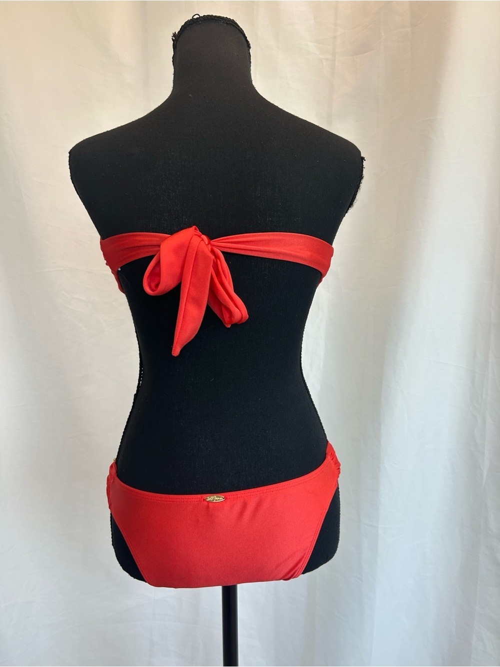 Luli Fama Coral Red Bandeau Bikini Gold Starfish 2-Piece Swimsuit XS NWOT - Picture 3 of 11